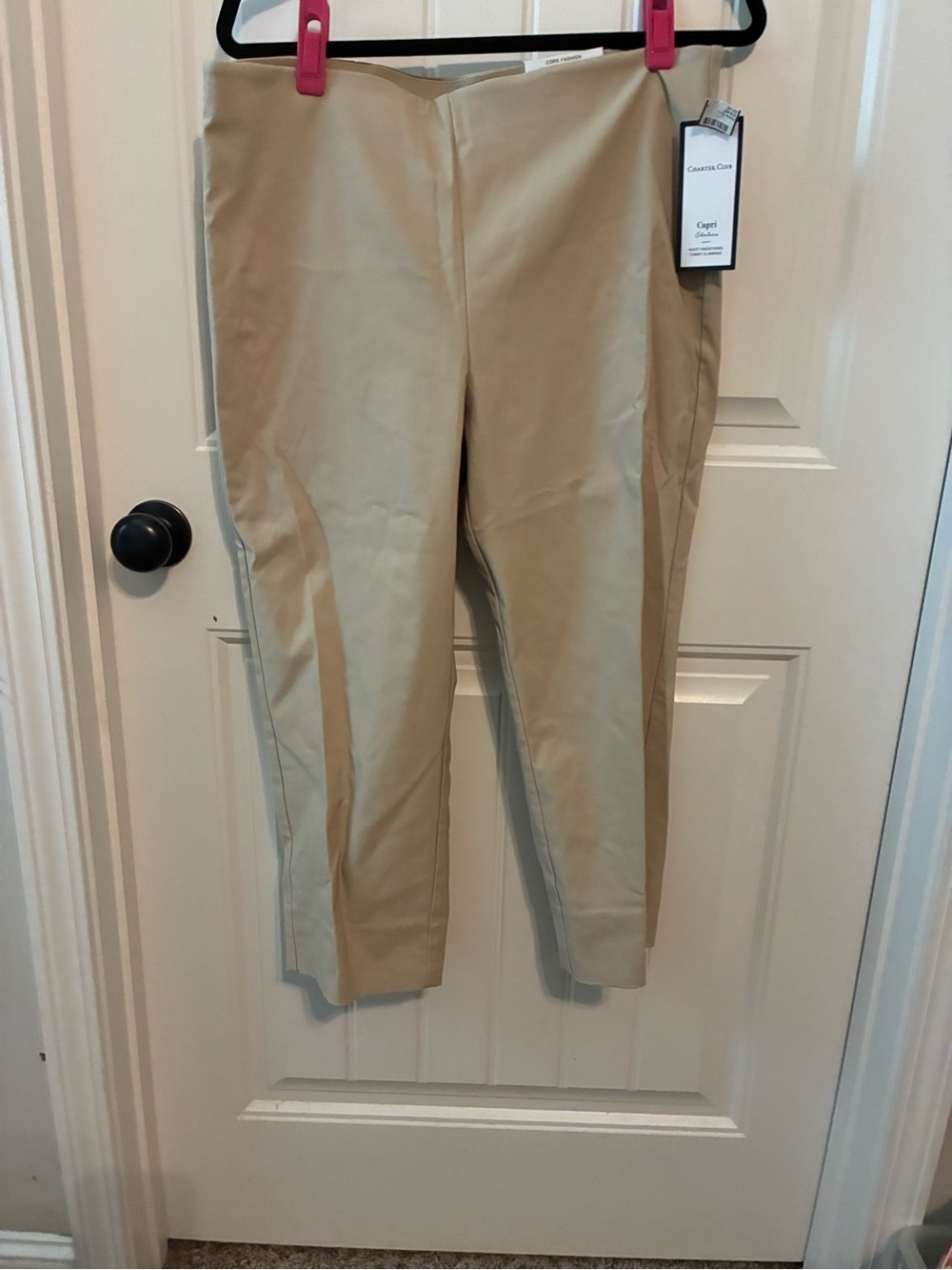 Charter Club Light Beige Cropped Ponte Ankle Pants